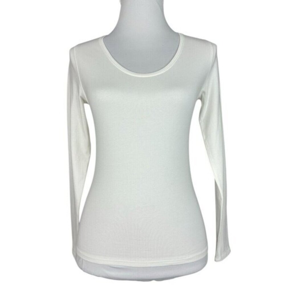 Everlane Women's NWT White The Supima Stretch Ballet Neck Long Sleeve Top XS/C28